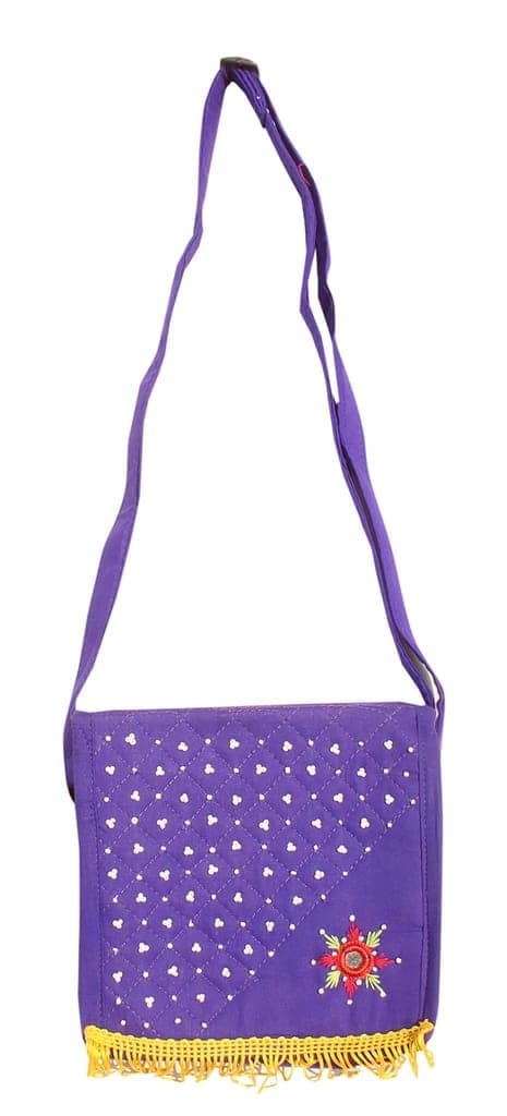 Mandhania Eco Friendly Handcrafted Embroidered Mirror Work� Bag for Girls/Women Navy Blue view 3