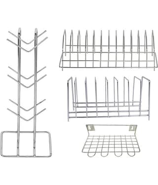 JISUN - Silver Stainless Steel Dish Racks ( Pack of 4 )