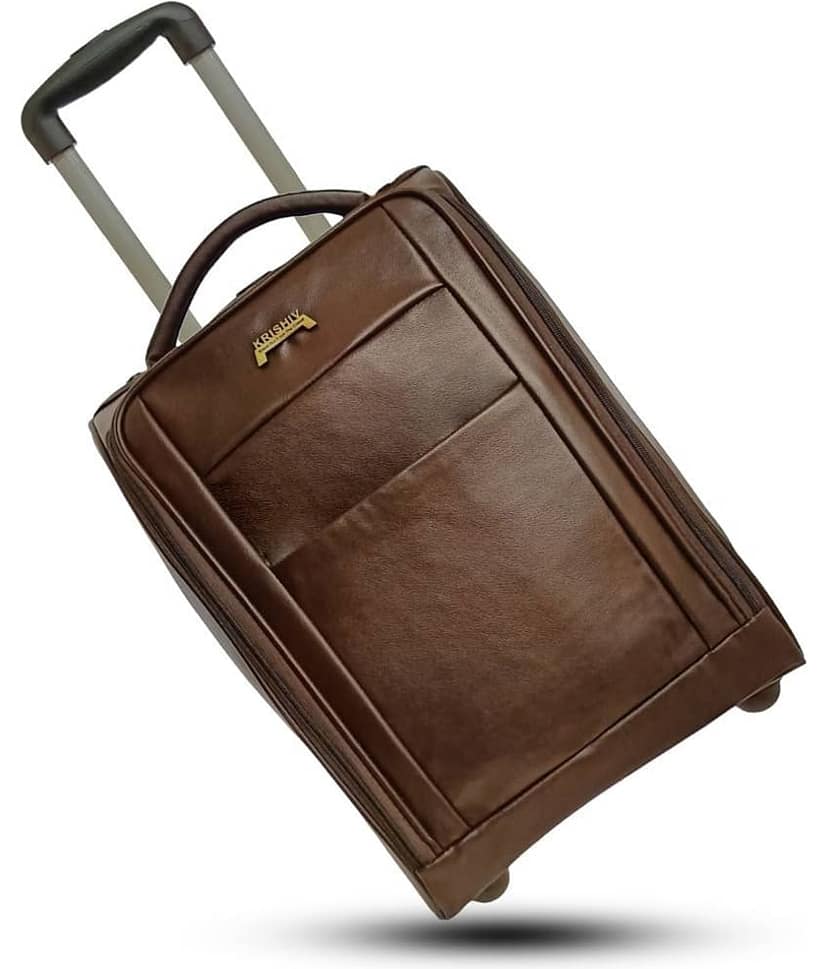 krishiv Brown S (Below 60cm) Cabin Soft PU Trolley Bag Luggage
