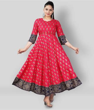 Mishree Collection - Blue Rayon Women's Anarkali Kurti ( Pack of 1 )