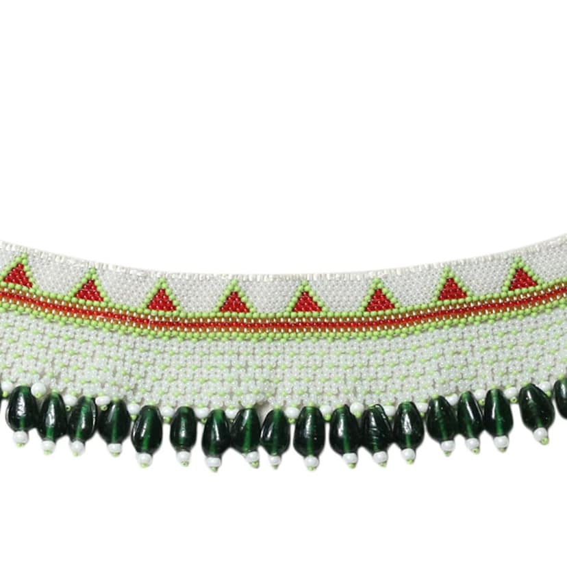 Garvi Gurjari (A Gujarat Govt Enterprise) White Beaded Choker Necklace Set for Women view 5