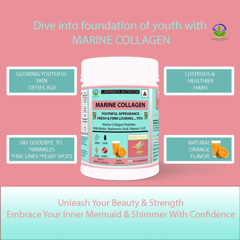 Labyrinth Nutrition Marine Collagen Powder Orange for Skin, Hair & Nails