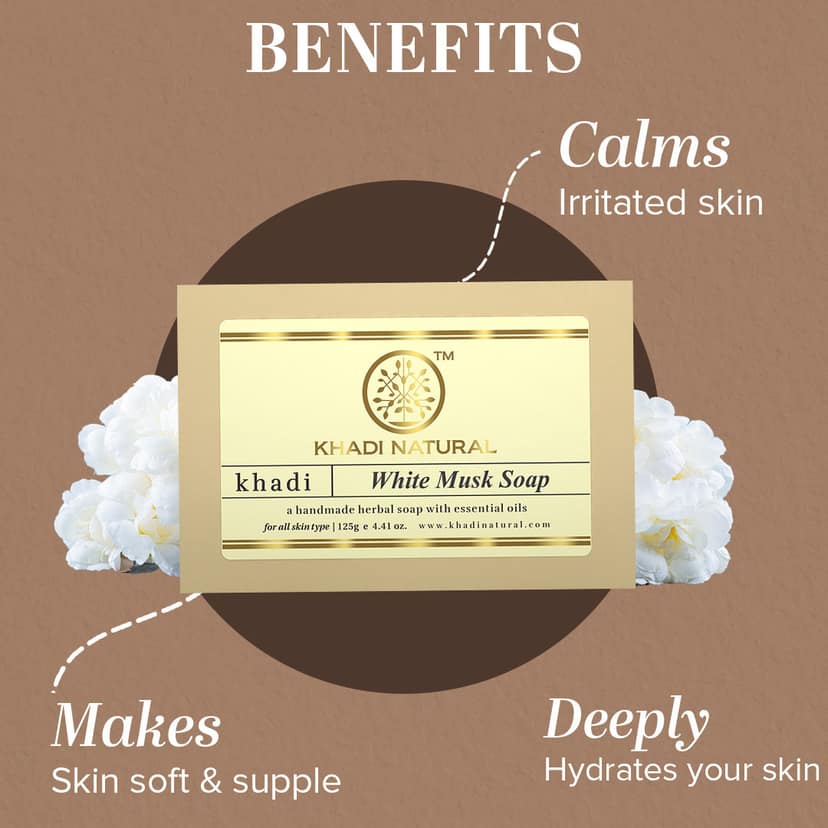 Khadi Natural Herbal White Musk Soap Combo Pack Of 5 – 125gm Each view 2