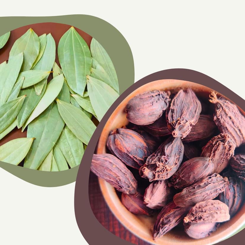 Masala Mundi Black Cardamom (Sikkim) (100gms) and Bay Leaves Handpicked & Stem cut (20 grams) Pack of 3