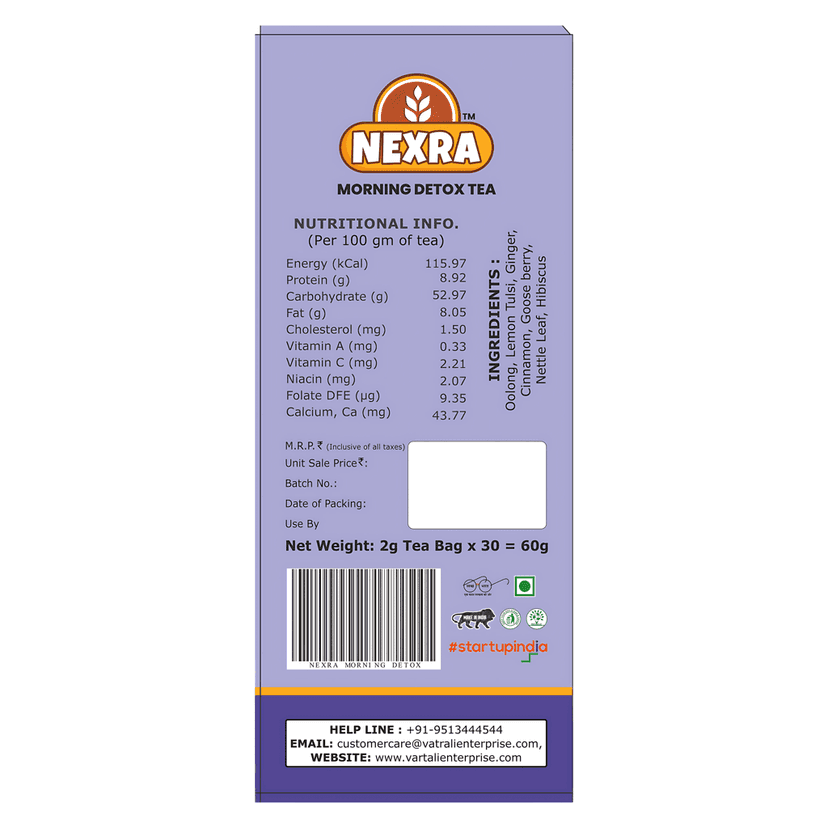 Nexra - Morning Detox Tea - 30 Tea Bags | For Daily Cleansing, Energy Boost, Metabolic Support, 60G view 2
