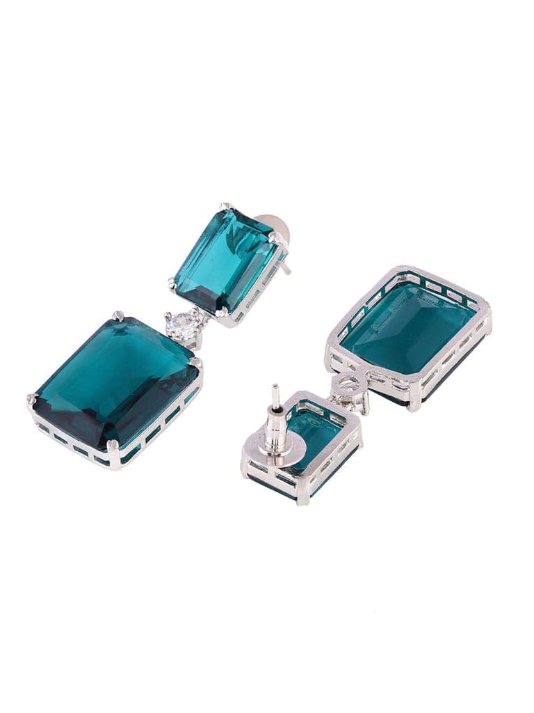 SilverPlated Green Square Drop Earrings view 3