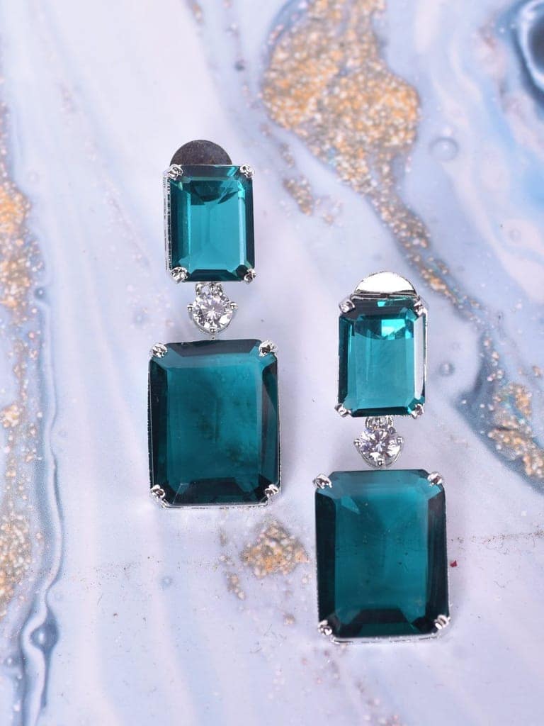 SilverPlated Green Square Drop Earrings view 4
