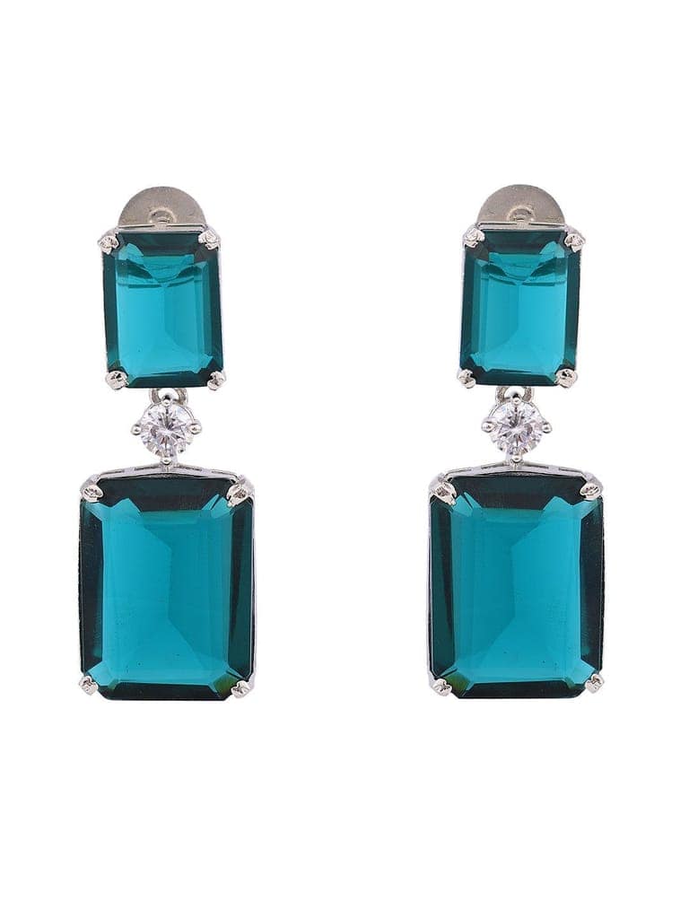 SilverPlated Green Square Drop Earrings view 5