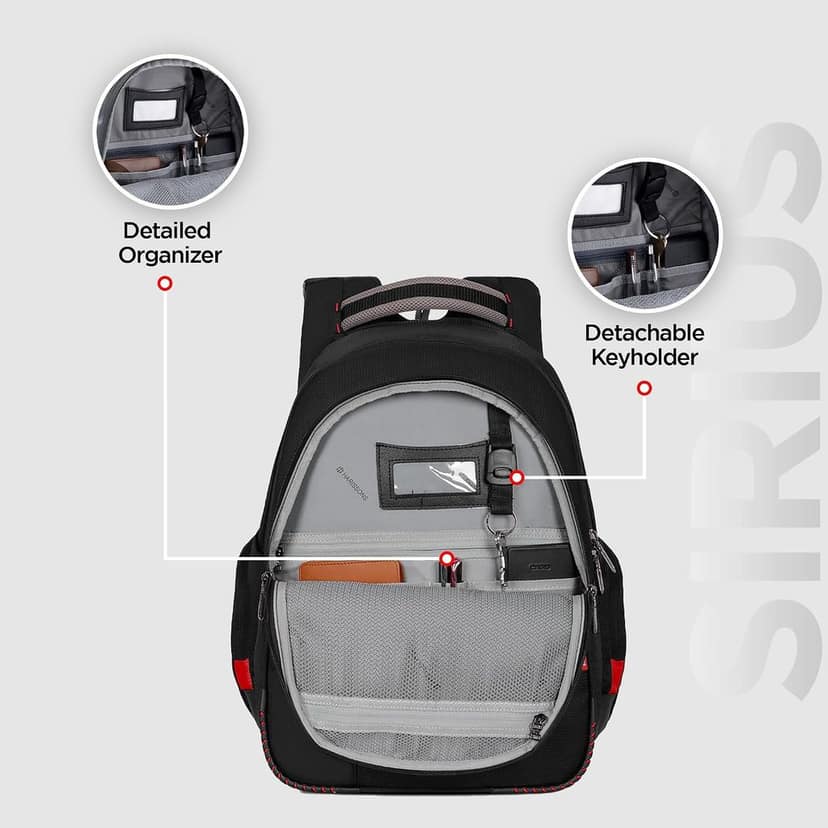 HARISSONS Sirius Travel Laptop Backpack | 45L | Fits 15.6” Laptop | Heavy-Duty Build | USB & Audio Port, Multi-Level Organizer, Trolley Sleeve | Work, Travel & College view 3