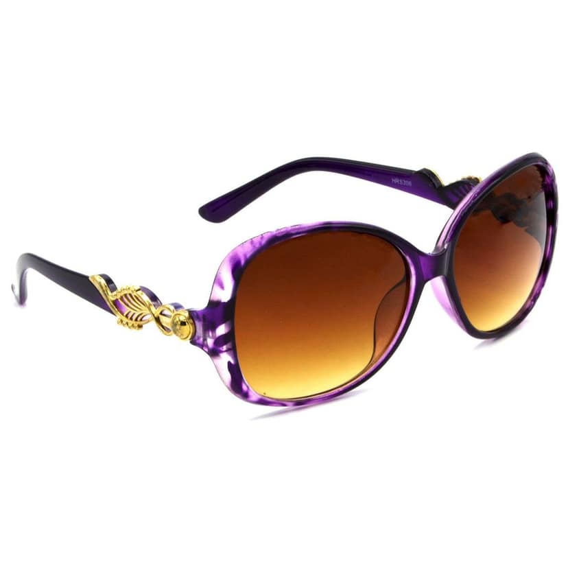 Hrinkar Brown Over-sized Stylish Goggles Violet Frame Sunglasses for Women - HRS306-PRPL-BWN