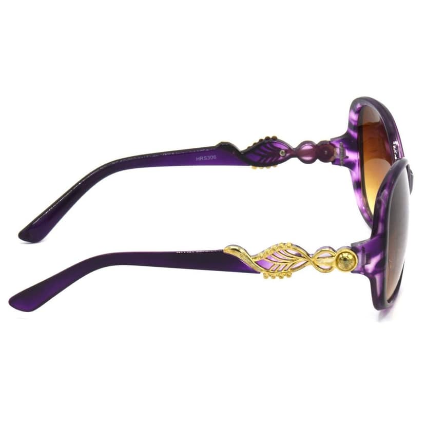 Hrinkar Brown Over-sized Stylish Goggles Violet Frame Sunglasses for Women - HRS306-PRPL-BWN view 3