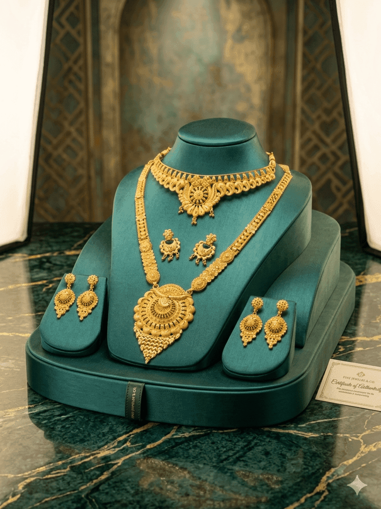 Traditional Indian Bridal Gold Necklace Combo Set view 3