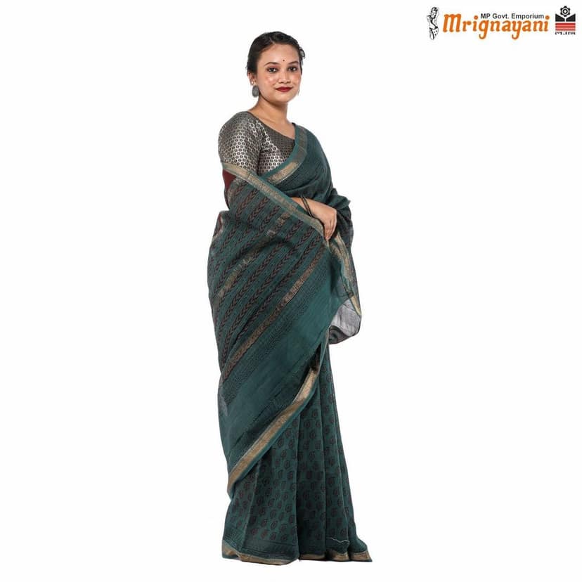 HANDLOOM MAHESHWARI SILK SAREE WITH BLOUSE (SKU - 3I0101170522,SAREE-1061) view 2