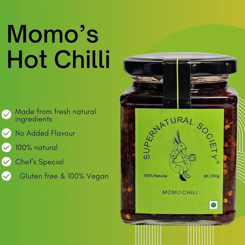 Supernatural Society - Momo Chilli 250gm | Marinate, Dip, Spread, and Stir-Fry with this Spicy and Tangy Red Chili Garlic Sauce | Ready to Eat (Pack Of 1, 250gm) view 3