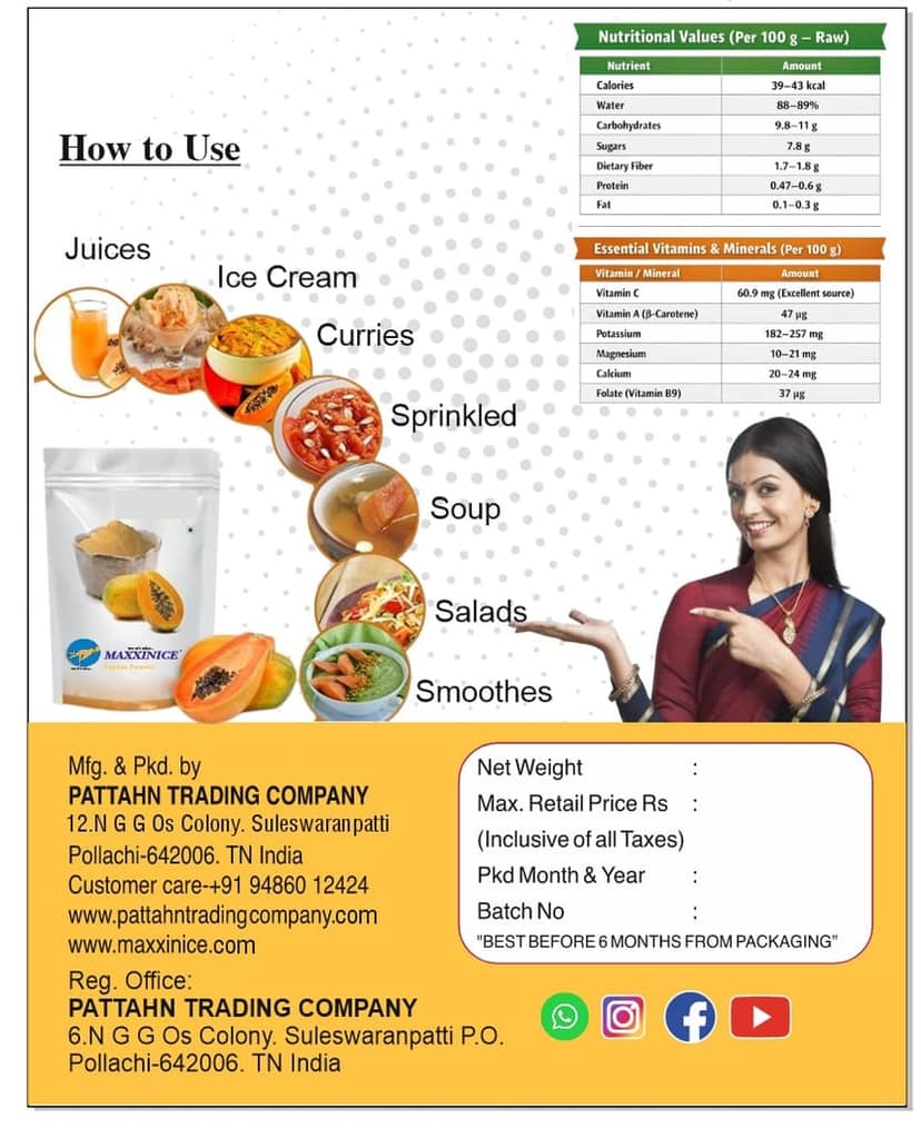 MAXXINICE Papaya Powder (Food Grade) view 2