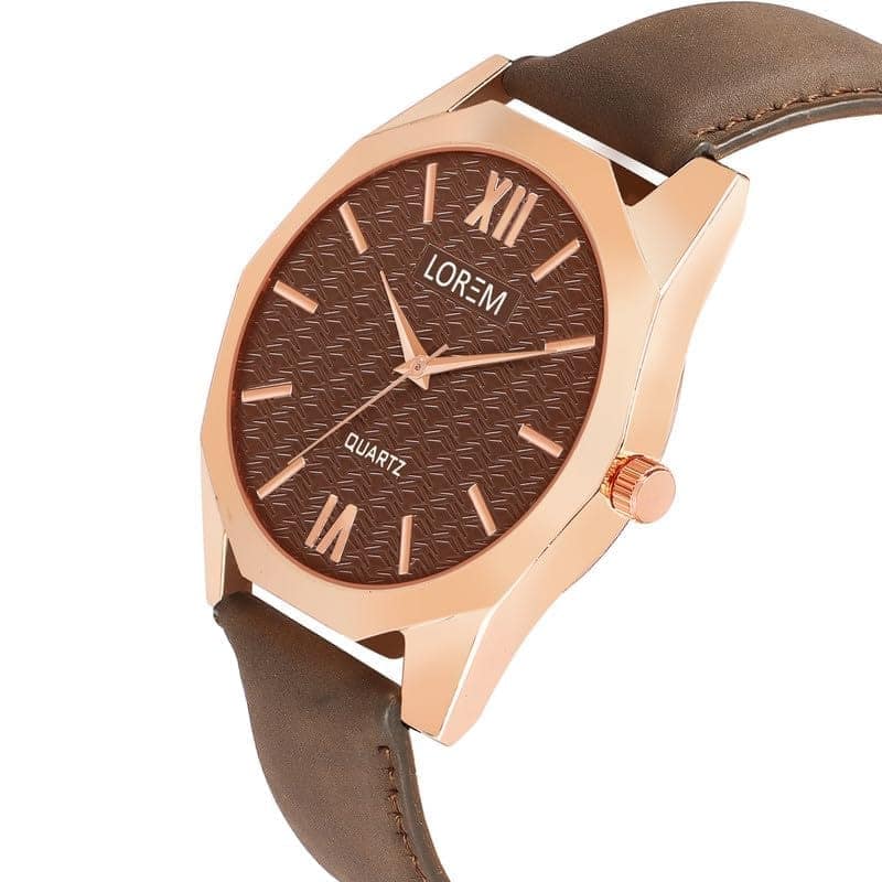 LOREM Brown 3D Embossed Dial Analog Watch for Men LR83-UF view 4