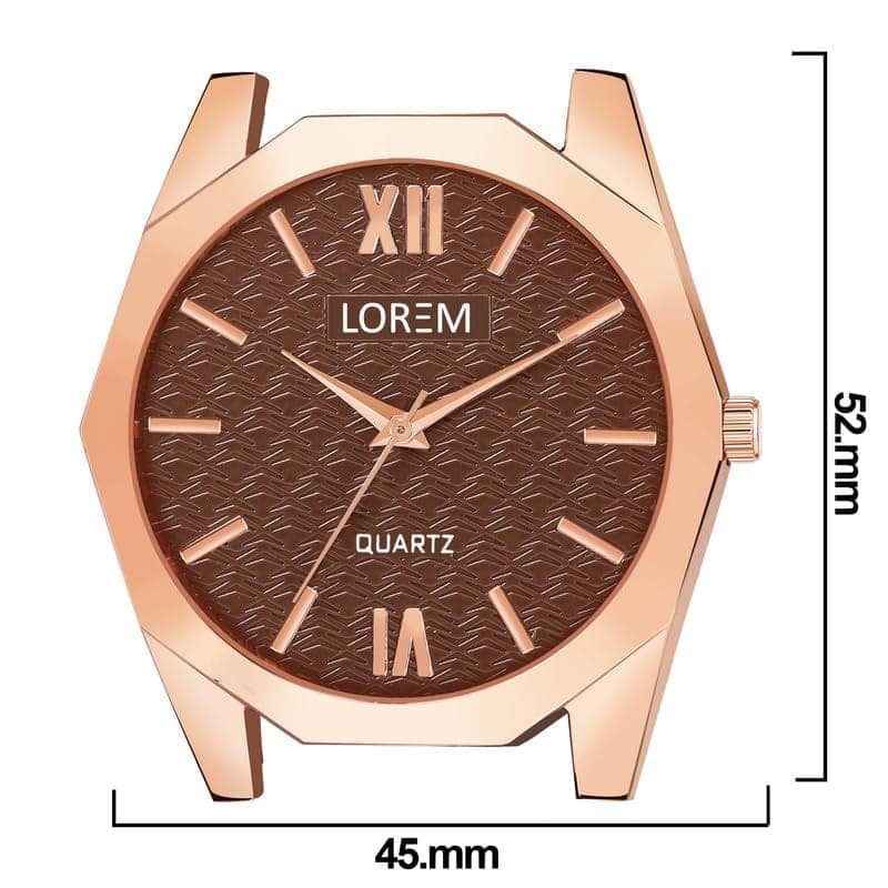 LOREM Brown 3D Embossed Dial Analog Watch for Men LR83-UF view 5