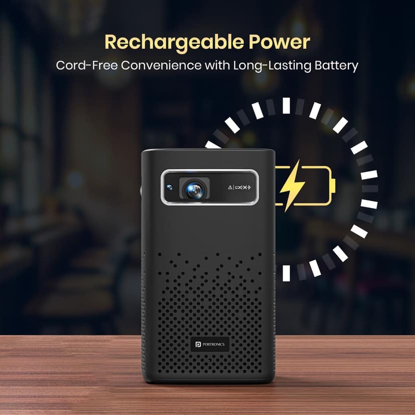 Portronics Pico 13, 4K UHD Support, 3500 Lumens, Rechargeable, DLP Technology view 3
