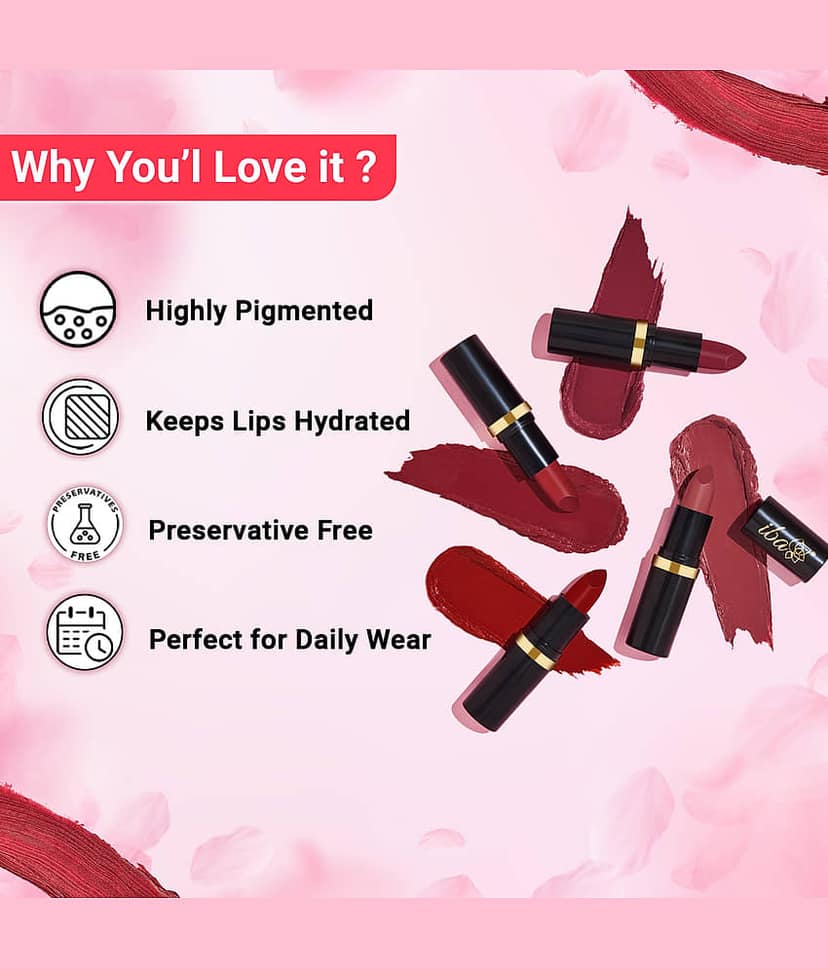 Iba Pure Lips Moisturizing Lipstick Shade A72 Maroon Burst, 4g , Highly Pigmentated (Pack of 1) view 2