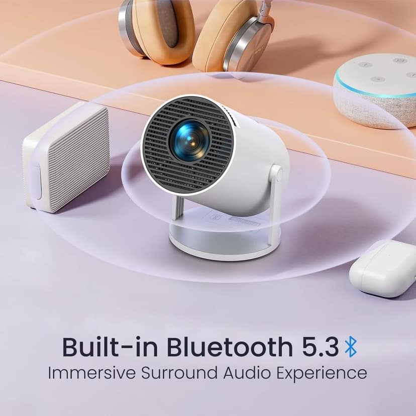 Smart Projector for Home Native 720p HD Resolution rotabable Design Android 11 with Built-in Apps (Netflix, Prime, YouTube) WiFi, 120''Max Display view 3