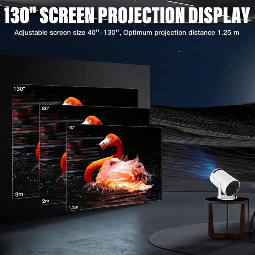 Smart Projector for Home Native 720p HD Resolution rotabable Design Android 11 with Built-in Apps (Netflix, Prime, YouTube) WiFi, 120''Max Display view 6