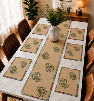 Handcrafted Jute Table Runner Mat Set