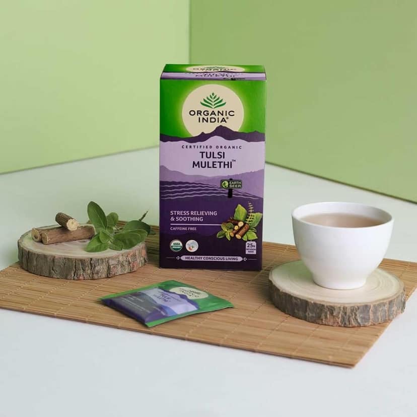 Organic India Tulsi Mulethi, 25 Tea Bags Flavour : Tulsi and Mulethi view 3
