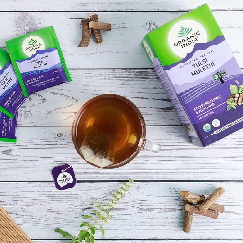 Organic India Tulsi Mulethi, 25 Tea Bags Flavour : Tulsi and Mulethi view 5