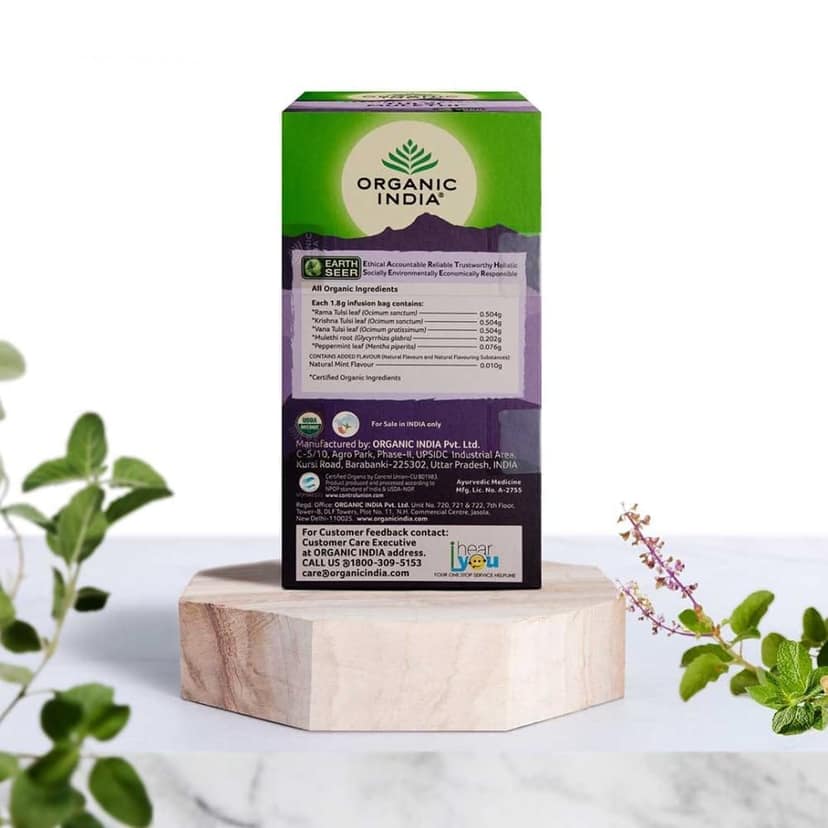 Organic India Tulsi Mulethi, 25 Tea Bags Flavour : Tulsi and Mulethi view 7