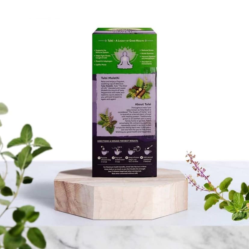 Organic India Tulsi Mulethi, 25 Tea Bags Flavour : Tulsi and Mulethi view 9