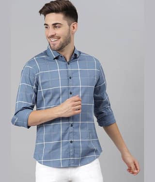 Dennis Lingo - Blue 100% Cotton Slim Fit Men's Casual Shirt ( Pack of 1 )