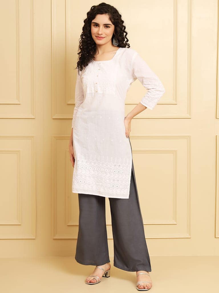 Soft Colors Regular Fit Pocket Palazzo (Dark Grey) view 3