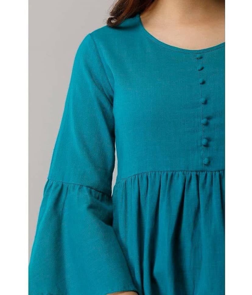 NeshamaKurti Women's Rayon A-Line Top ( Grey ) view 2