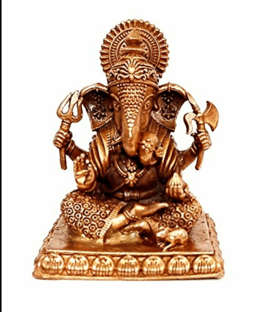 Searchers Paradise Copper Idols of god Ganesh 2.7 inch, 250 Gram, Patina Antique Finish, Pack of 1 Piece