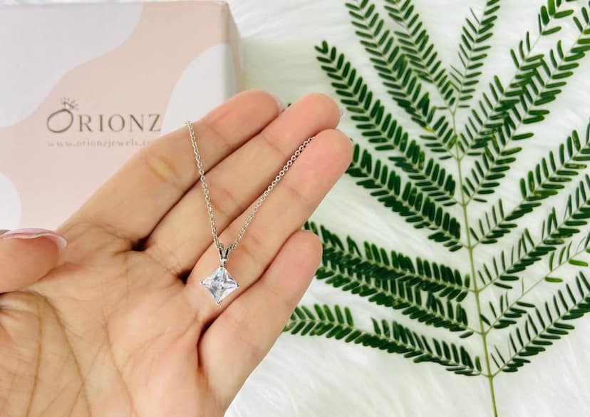 Classic Princess Solitaire Necklace view 6