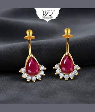 Vighnaharta Red Drop Earrings ( Pack of 1 )