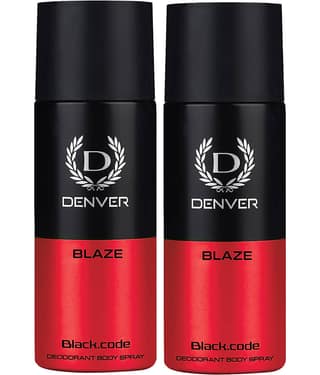 Denver Black Code Blaze Long Lasting Deodorant Spray For Men 150 ml Each (Pack of 2)
