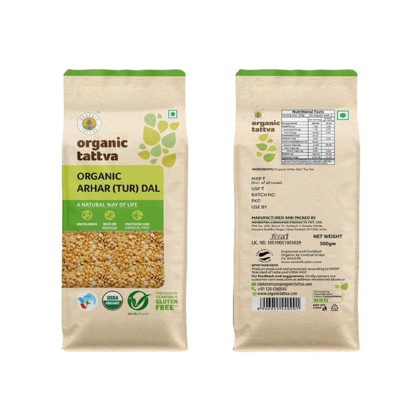 ORGANIC STARTER PACK (Wheat flour, Basmati rice, Mustard oil, Arhar dal, Moong dal yellow, Kabuli chana, Brown sugar, Natural Rock salt view 3