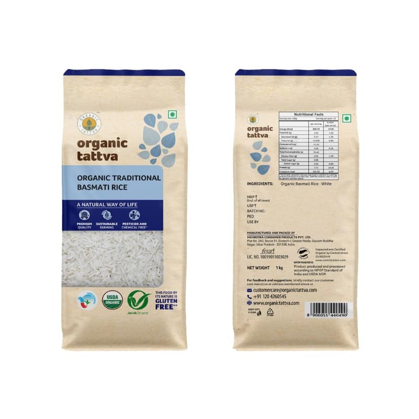 ORGANIC STARTER PACK (Wheat flour, Basmati rice, Mustard oil, Arhar dal, Moong dal yellow, Kabuli chana, Brown sugar, Natural Rock salt view 4