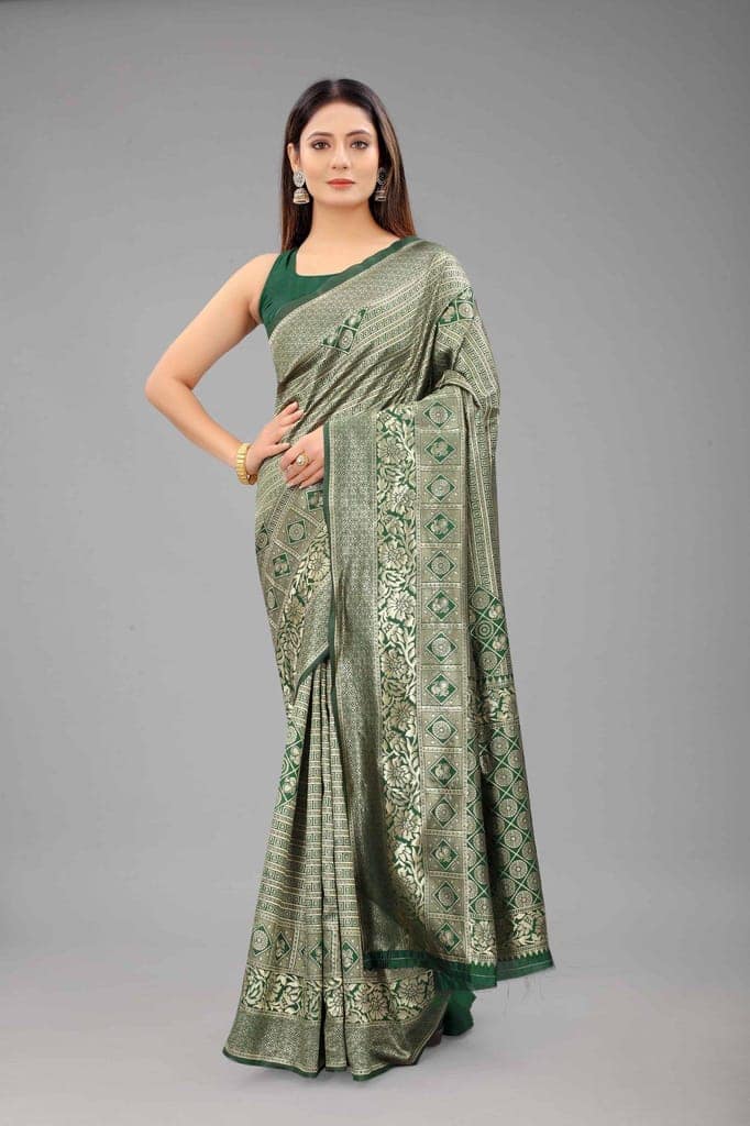 Women's Banarasi Art Silk Saree With Unstiched Blouse Piece