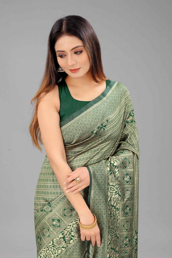 Women's Banarasi Art Silk Saree With Unstiched Blouse Piece view 4