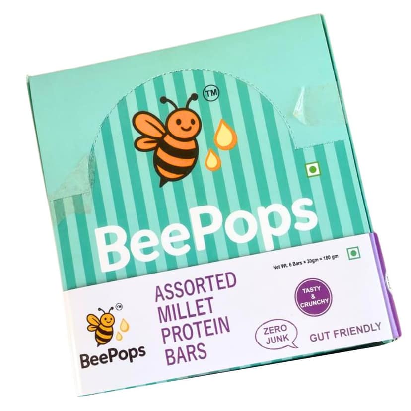 BeePops Assorted Millet Protein Bars – 6 Bar Family Pack (5 Variants|30g Per Bar) view 5
