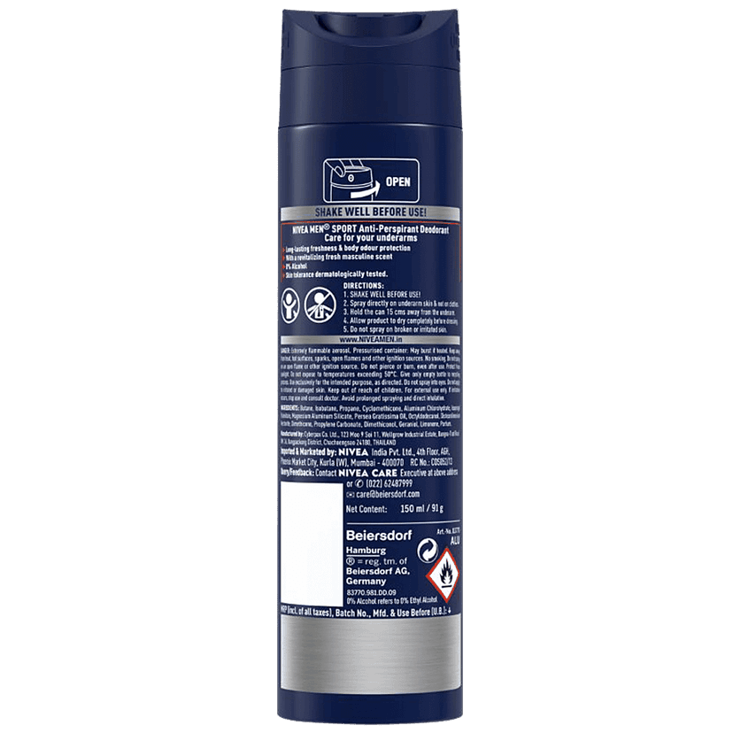 Nivea Men Sport Deodorant - 48H Long Lasting Freshness, 150 Ml view 2