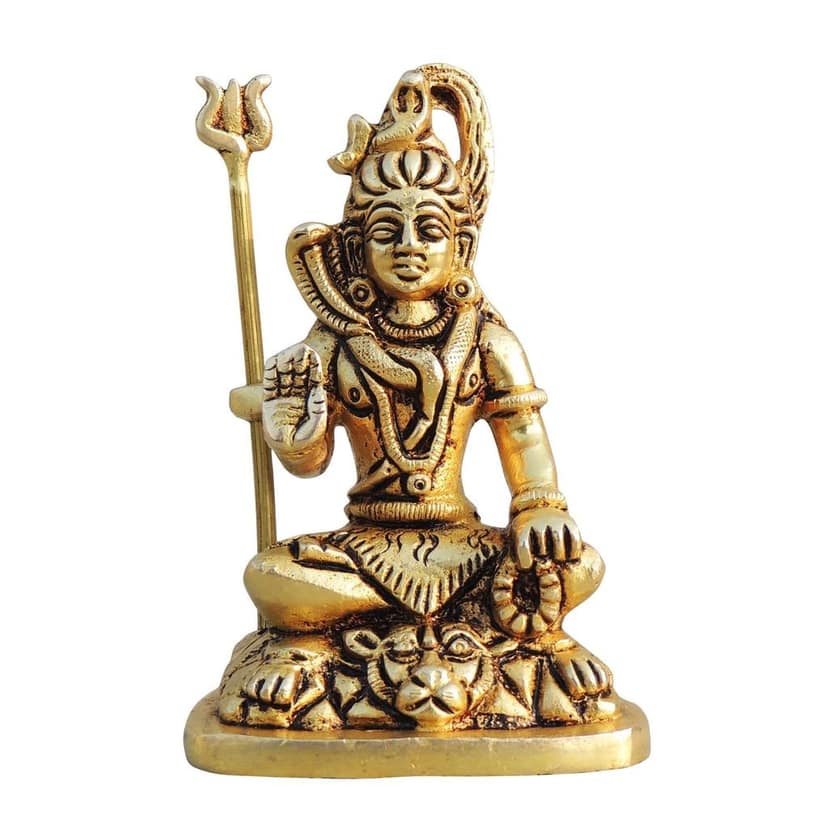 Brass Shiv Ji Idol - Handcrafted Showpiece, Height : 4 Inch (BSMAS1710 F) view 2