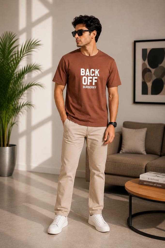 Men's front and back printed cotton halfsleeves round neck tshirt view 3