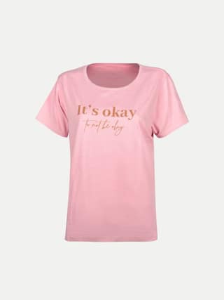 Women Pink Printed Crew Neck T- Shirts
