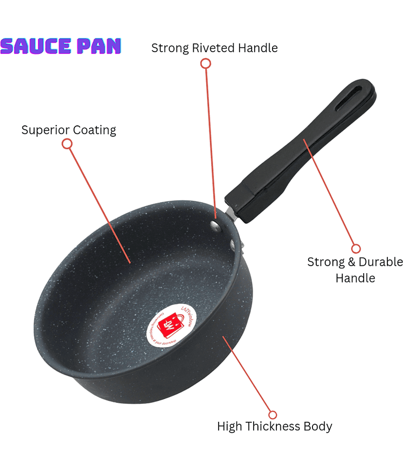 LAZYWINDOW Baby Sauce Pan Grey Hard Anodised Non-Stick Cookware Sets ( Set of 1 ) view 2