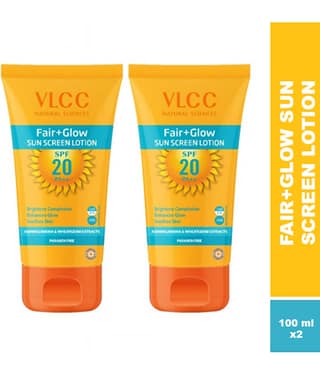 Vlcc Fair+Glow Sunscreen Lotion Spf 20 Pa ++ , 100G With 25G Extra(Pack Of 2)