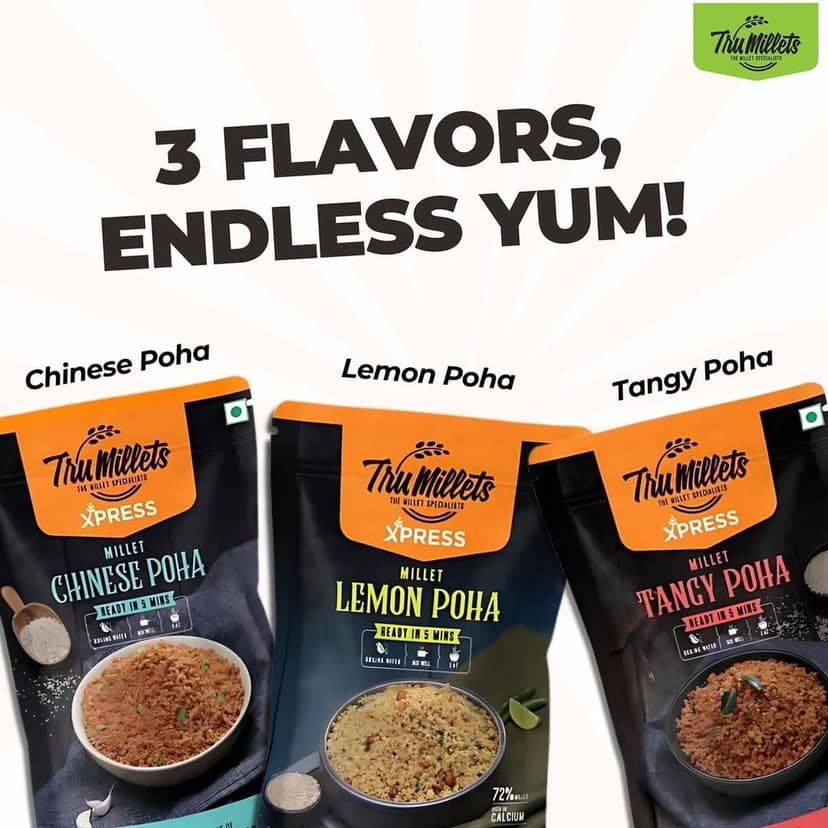 Trumillets Instant Kodo Millet Chinese Poha Powder Mix with Rice | Traditional Masalas Mix | Ready to Cook | Tasty Ready to Eat Chinese Poha | No Artificial Colors (Each 180 Gm Pack of 2) view 6