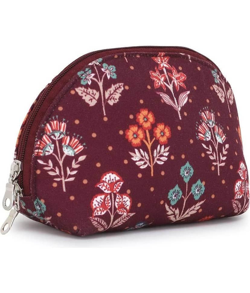Anekaant Floral Polyester Red Pouch view 2